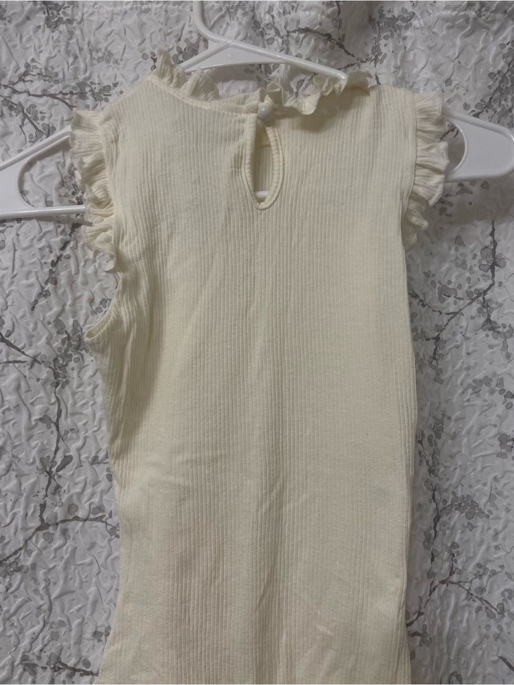 Windsor Cream Ruffle-Trim Ribbed Bodysuit Size XS - Picture 4 of 5